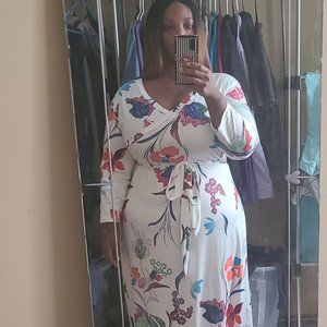 Plus size white floral maxi dress
